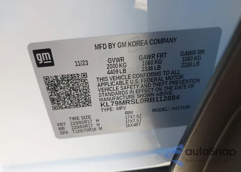 2024 Chevrolet Trailblazer Awd Lt from USA, damaged, VIN KL79MRSL0RB112884